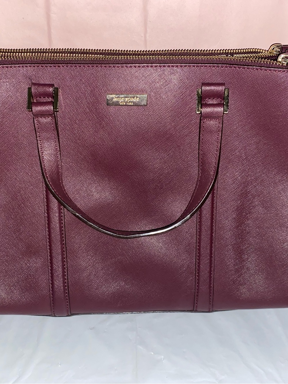 kate spade Plum Saffiano Leather Satchel with Gold Hardware